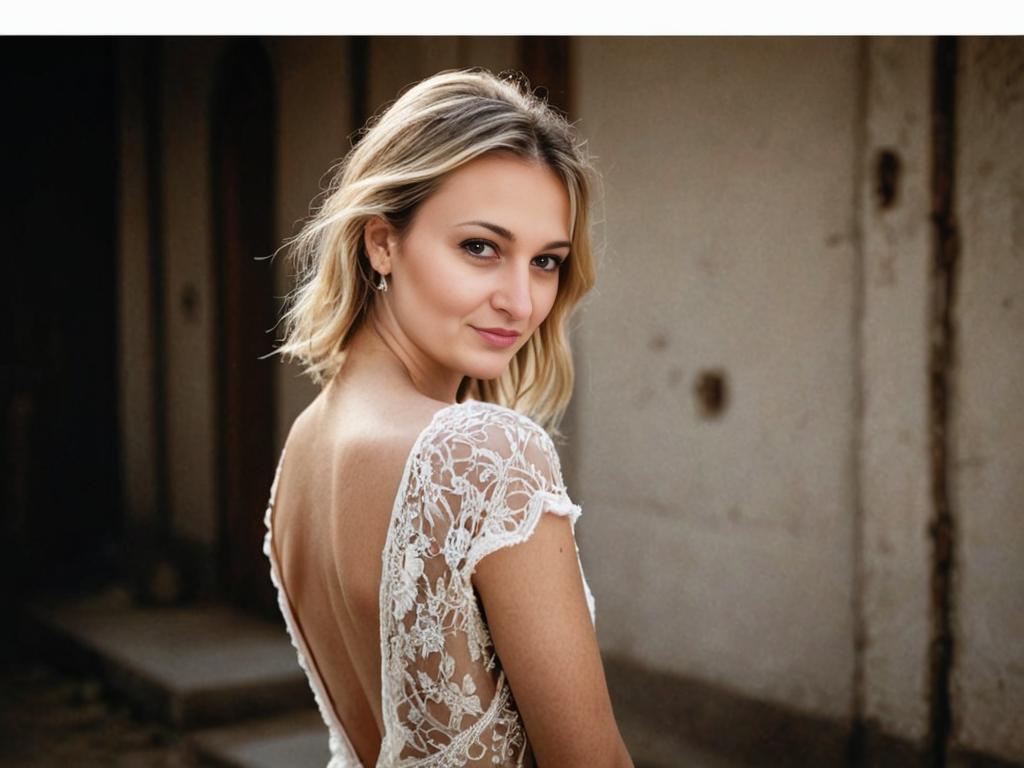 Woman in Lace Bridal Dress