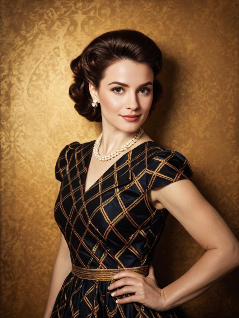 Woman in Retro Party Dress Vintage Festival Portrait