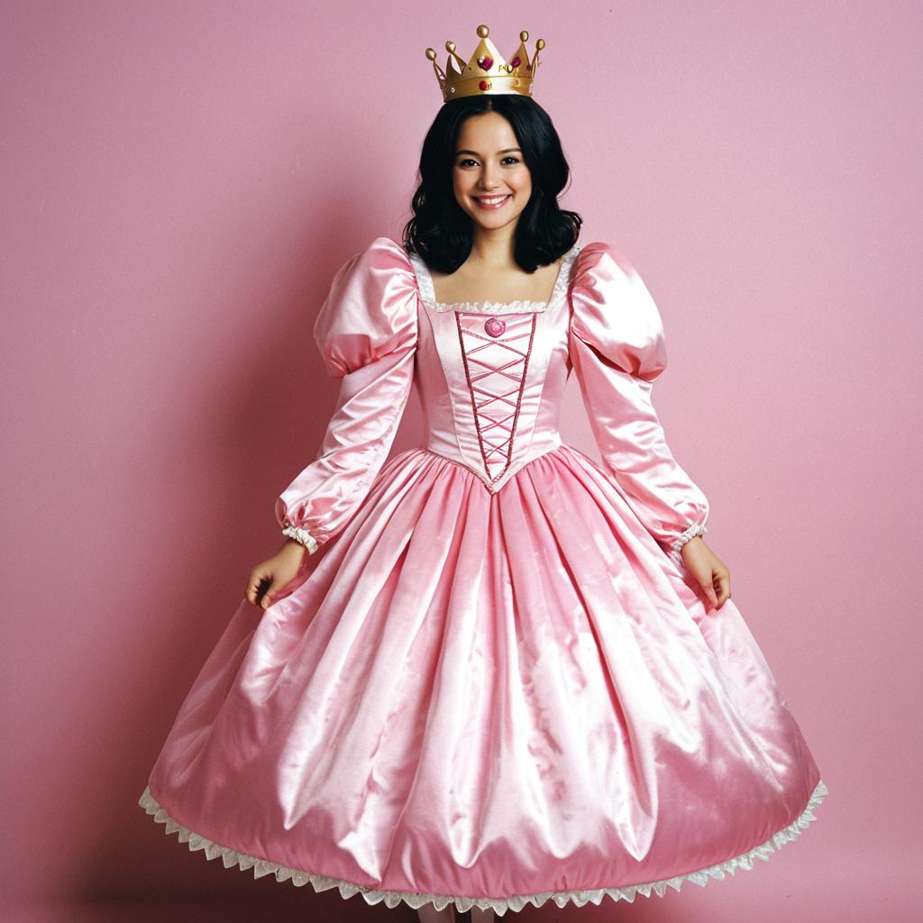 Smiling Woman in Pink Princess Dress with Crown Smiling Woman in Pink Princess Dress with Crown
