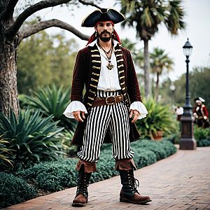 Confident Man in Pirate Costume