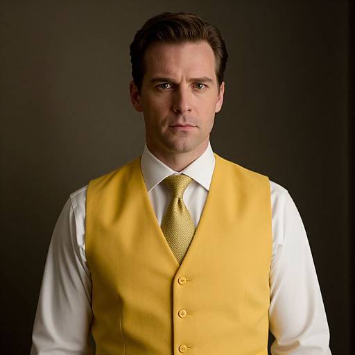 Man Wearing Yellow Vest and Tie Formal Portrait