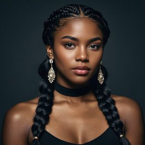Confident Young Woman in Black Fashion