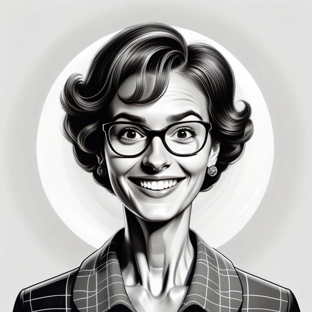 Black and white portrait of smiling woman with vintage hairstyle