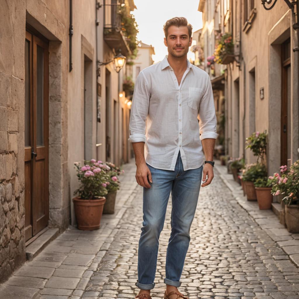 Confident Man in Stylish Urban Alley