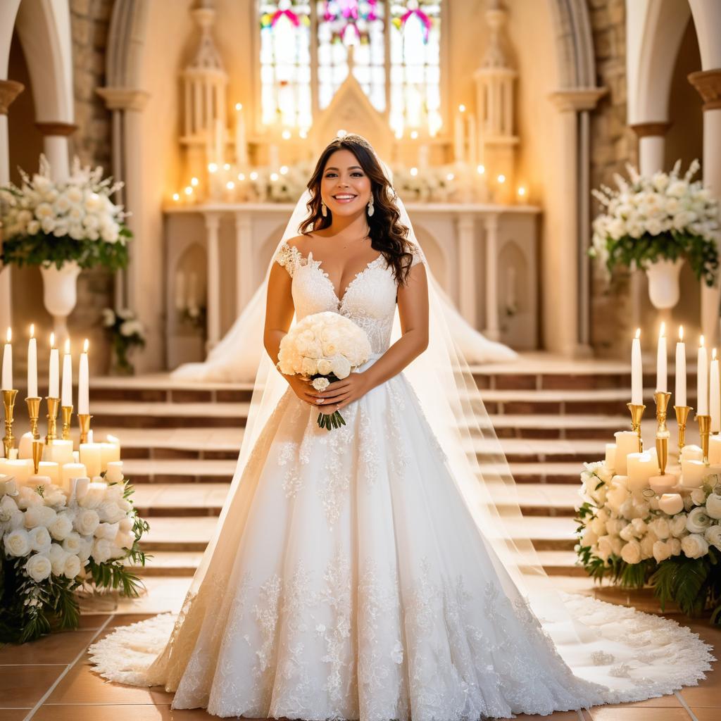 Elegant Bride in Decorated Church