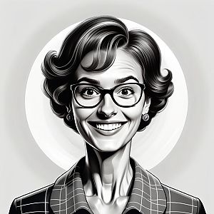 Black and white portrait of smiling woman with vintage hairstyle