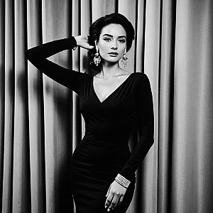 Confident Woman in Black Dress