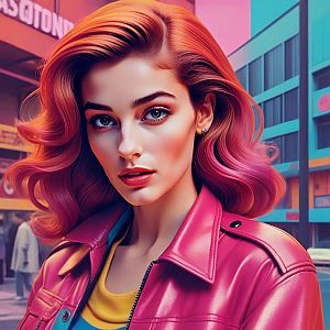 Vibrant Woman with Pink Hair in Urban Setting