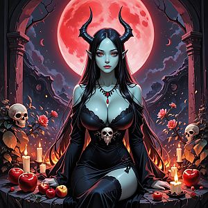 Mystical Woman in Dark Fantasy Illustration