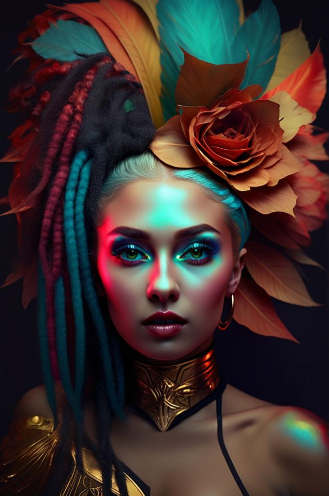 Fantasy Portrait of a Woman with Floral Headdress Fantasy Portrait of a Woman with Floral Headdress
