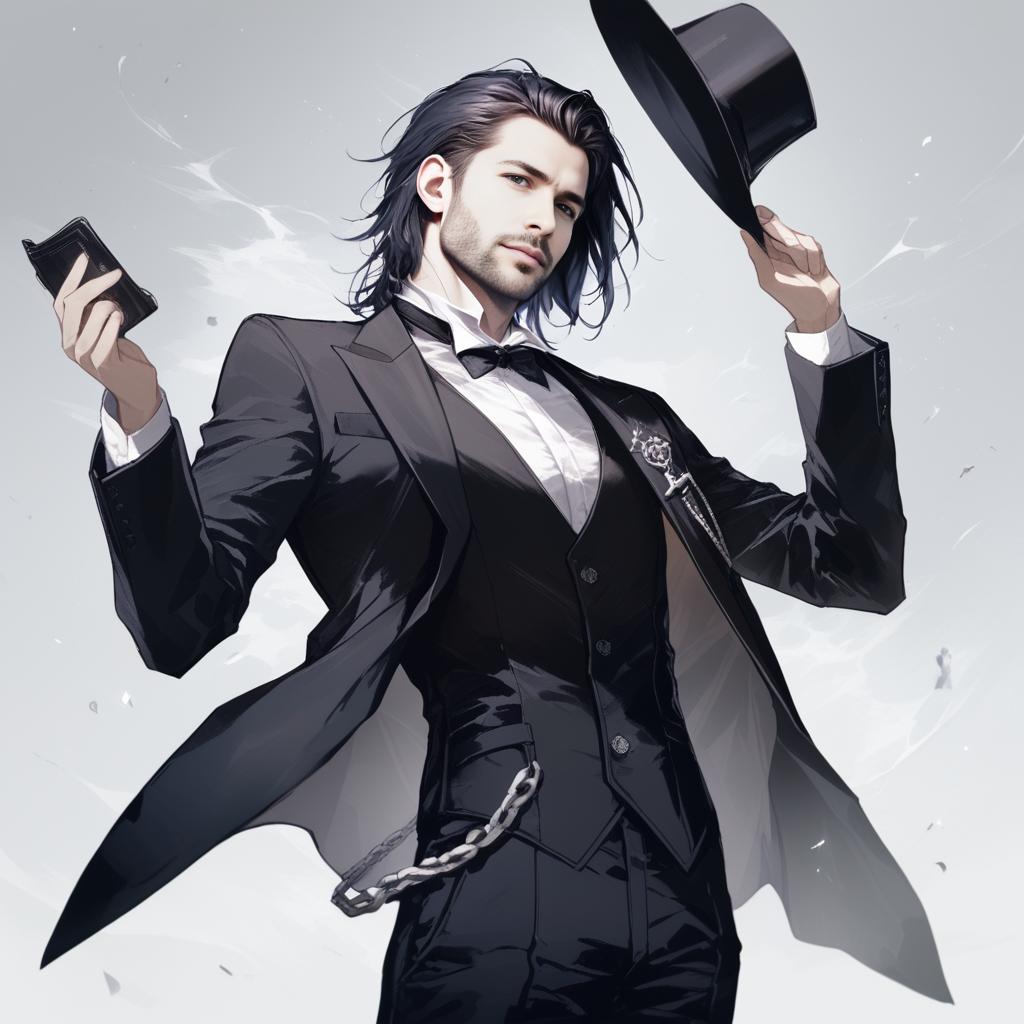 Confident Young Man in Tuxedo with Top Hat Confident Young Man in Tuxedo with Top Hat
