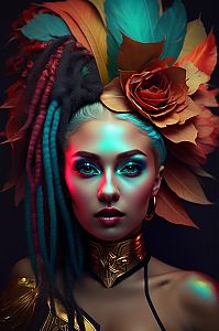 Fantasy Portrait of a Woman with Floral Headdress