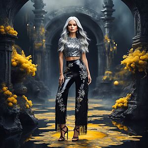 Confident Woman in Otherworldly Setting