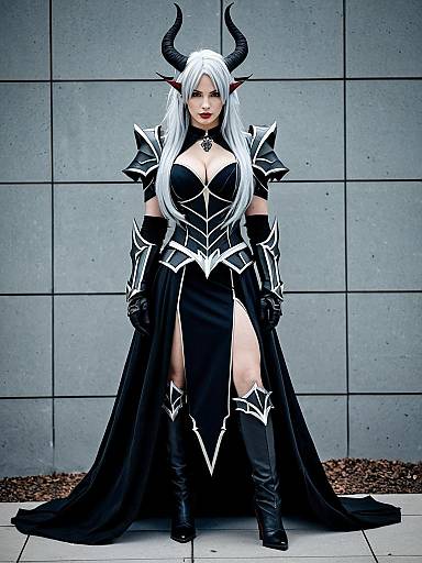 Mudrock Arknights Gothic Fantasy Cosplay with Horns and Armor