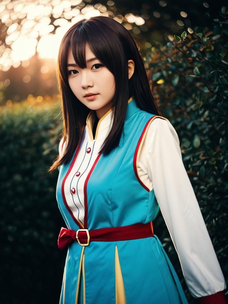 Realistic Woman Cosplay Wearing Noriko Takaya Costume Outdoors