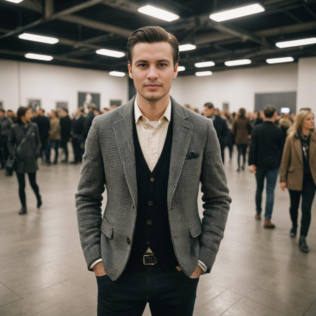 Stylish Man in Art Gallery