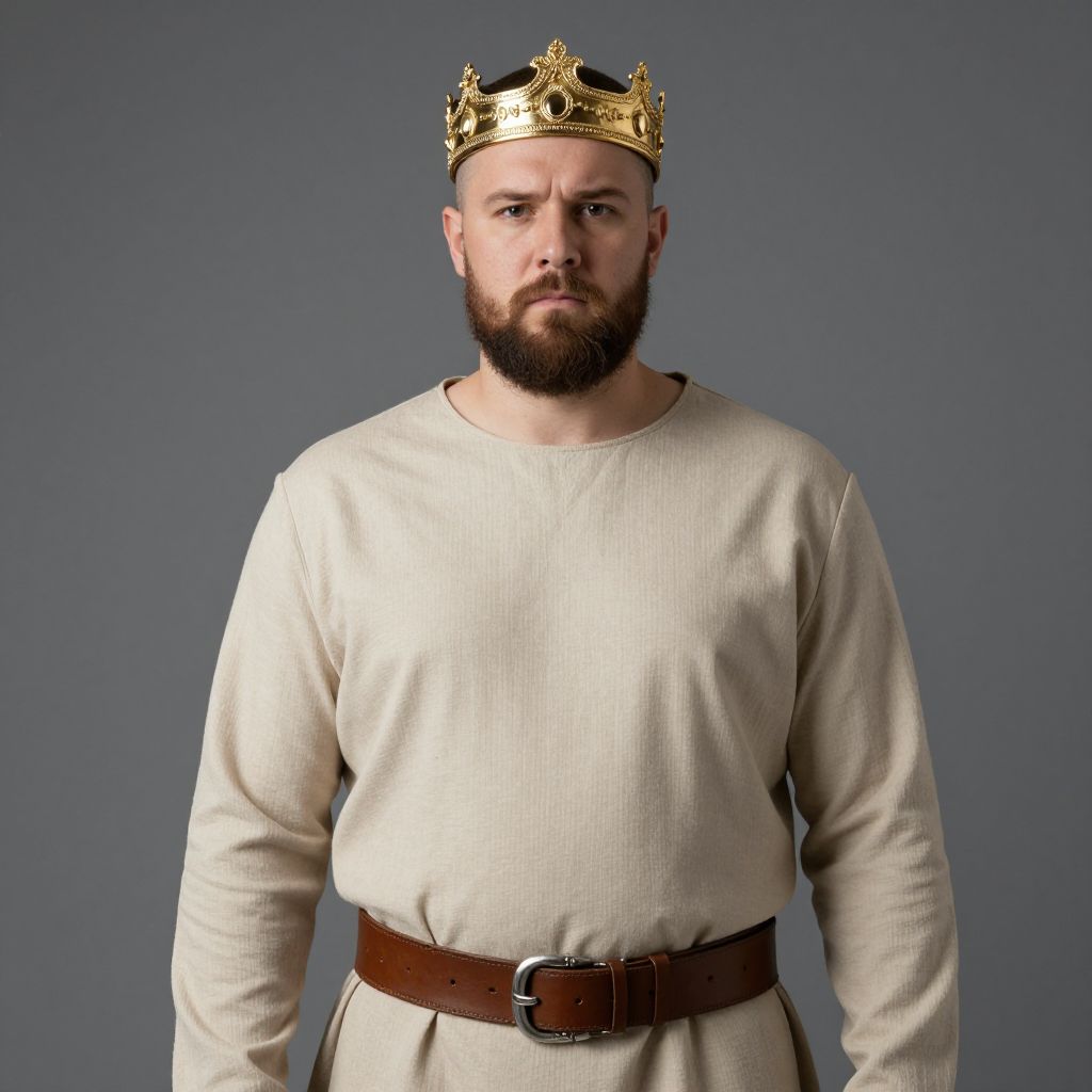 Man Wearing Golden Crown and Medieval-Style Tunic vllm2604030800zlsx