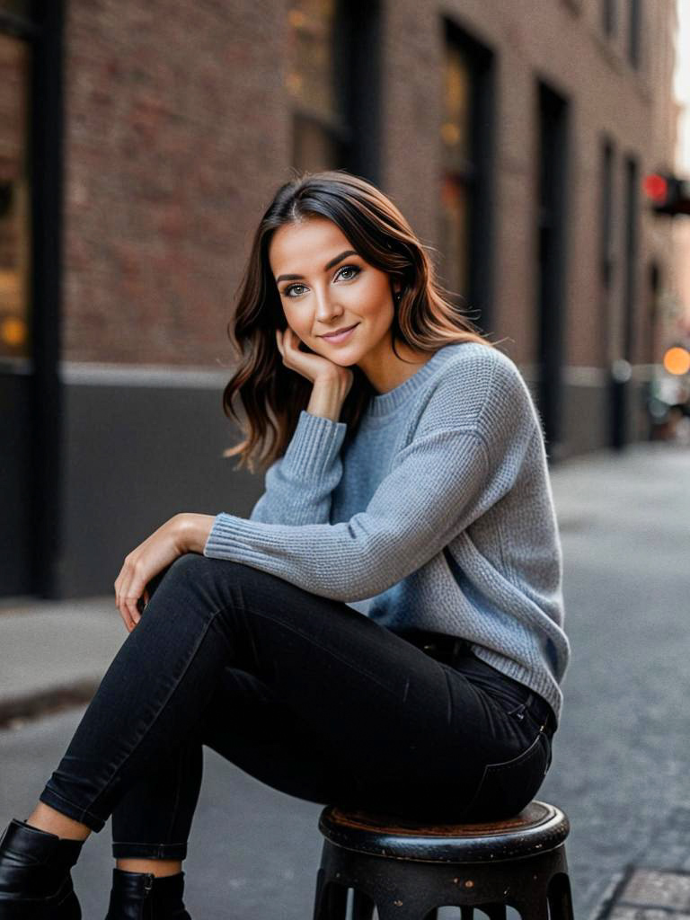 Stylish Young Woman in Urban Setting