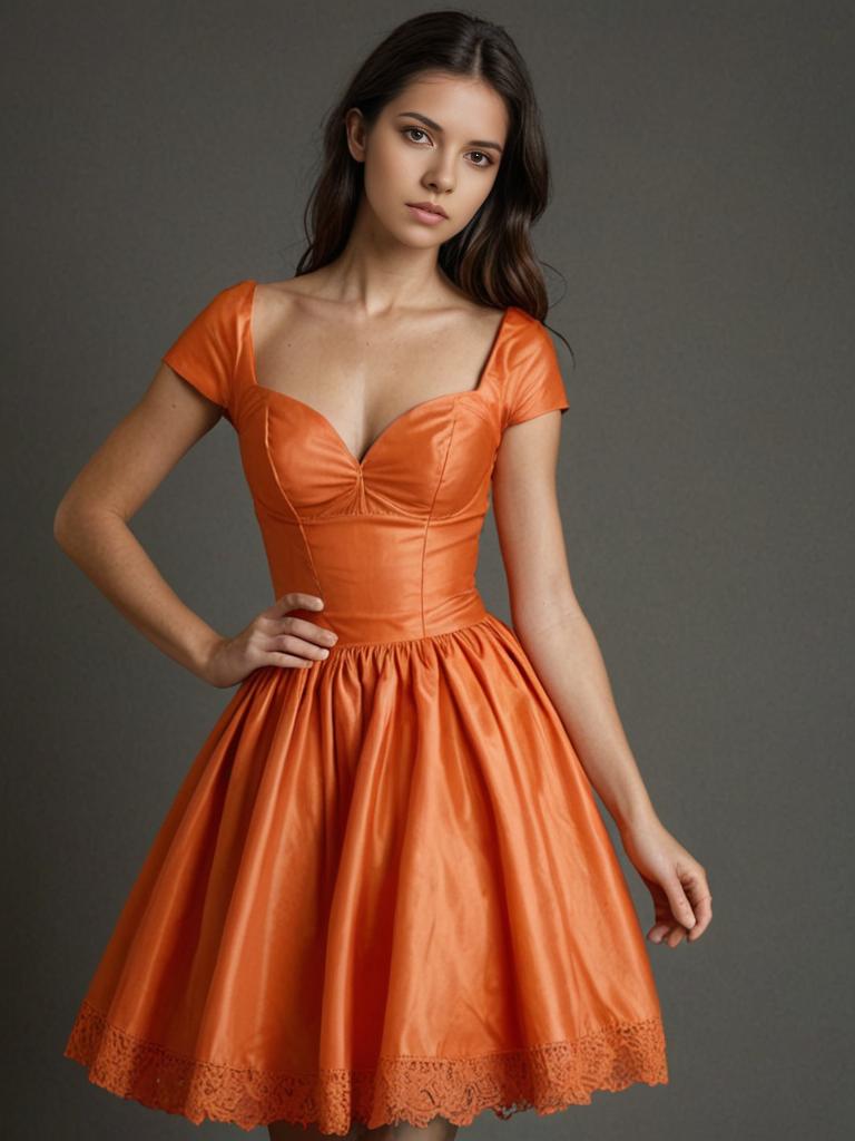 Woman in Vintage Orange Dress