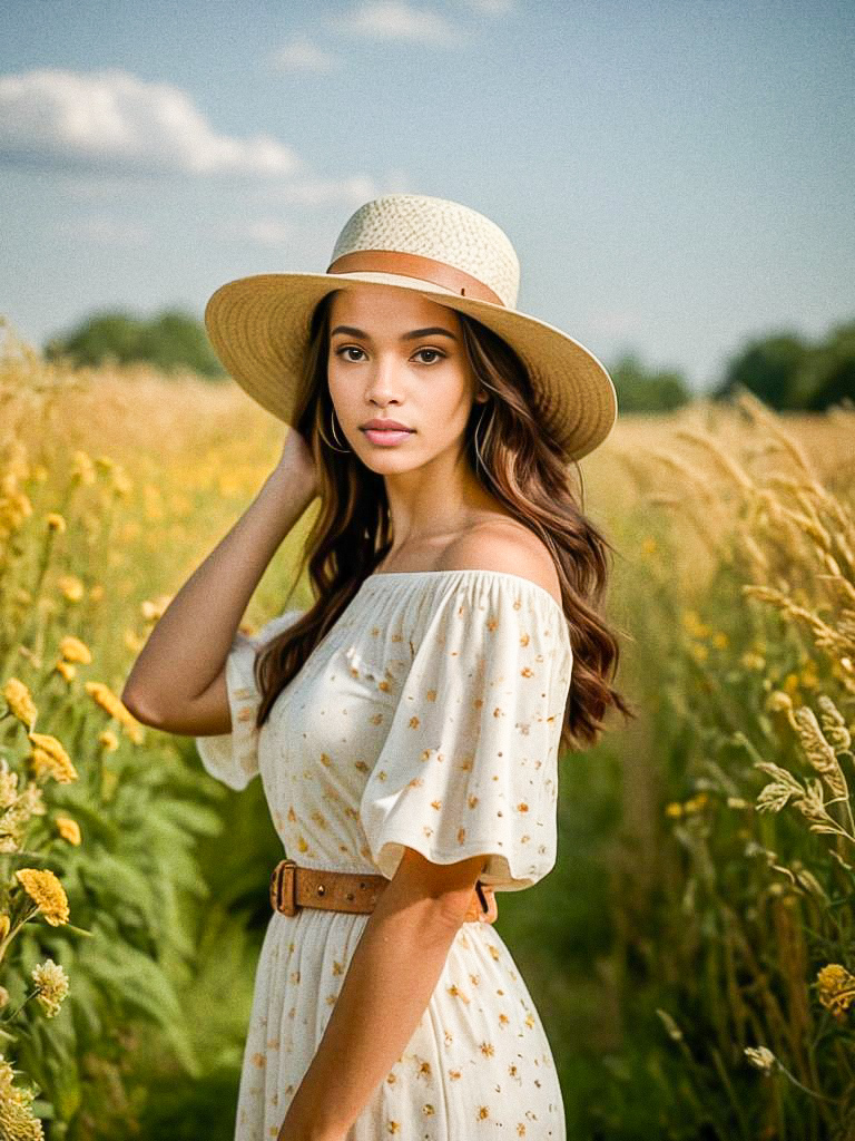 Young Woman in Sunflower Field Young Woman in Sunflower Field