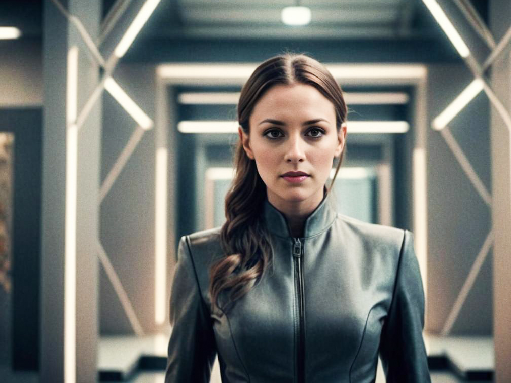 Confident Woman in Futuristic Outfit