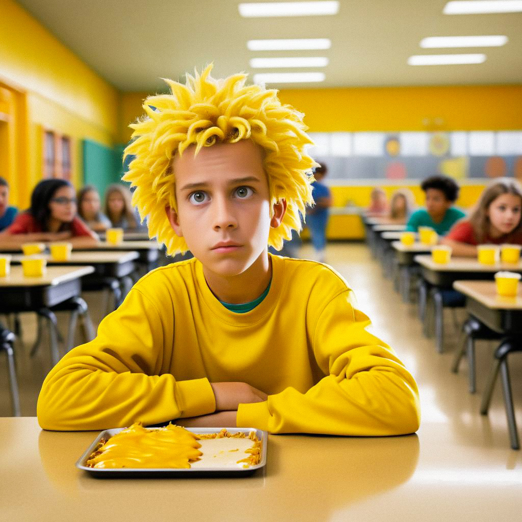 Contemplative Boy in Yellow Outfit