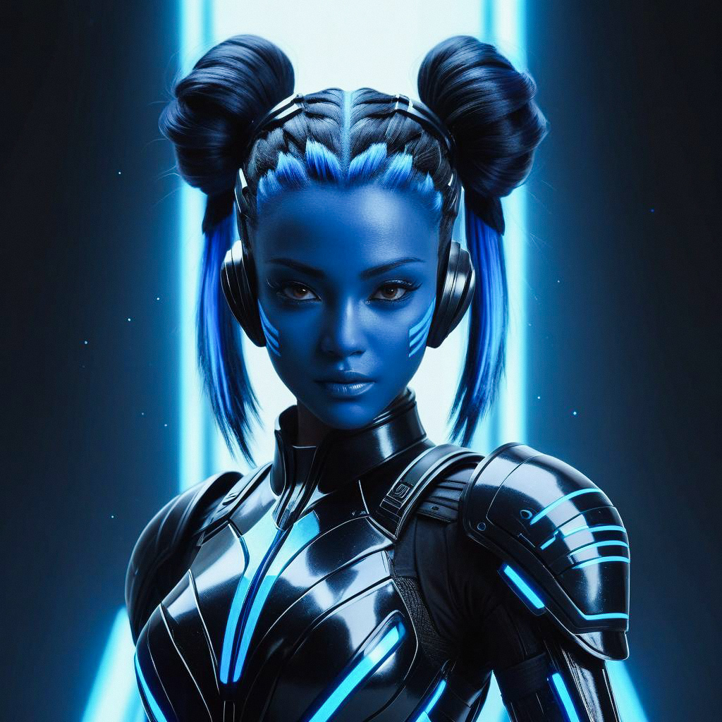 Futuristic Woman in Cybernetic Armor