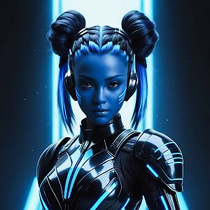 Futuristic Woman in Cybernetic Armor