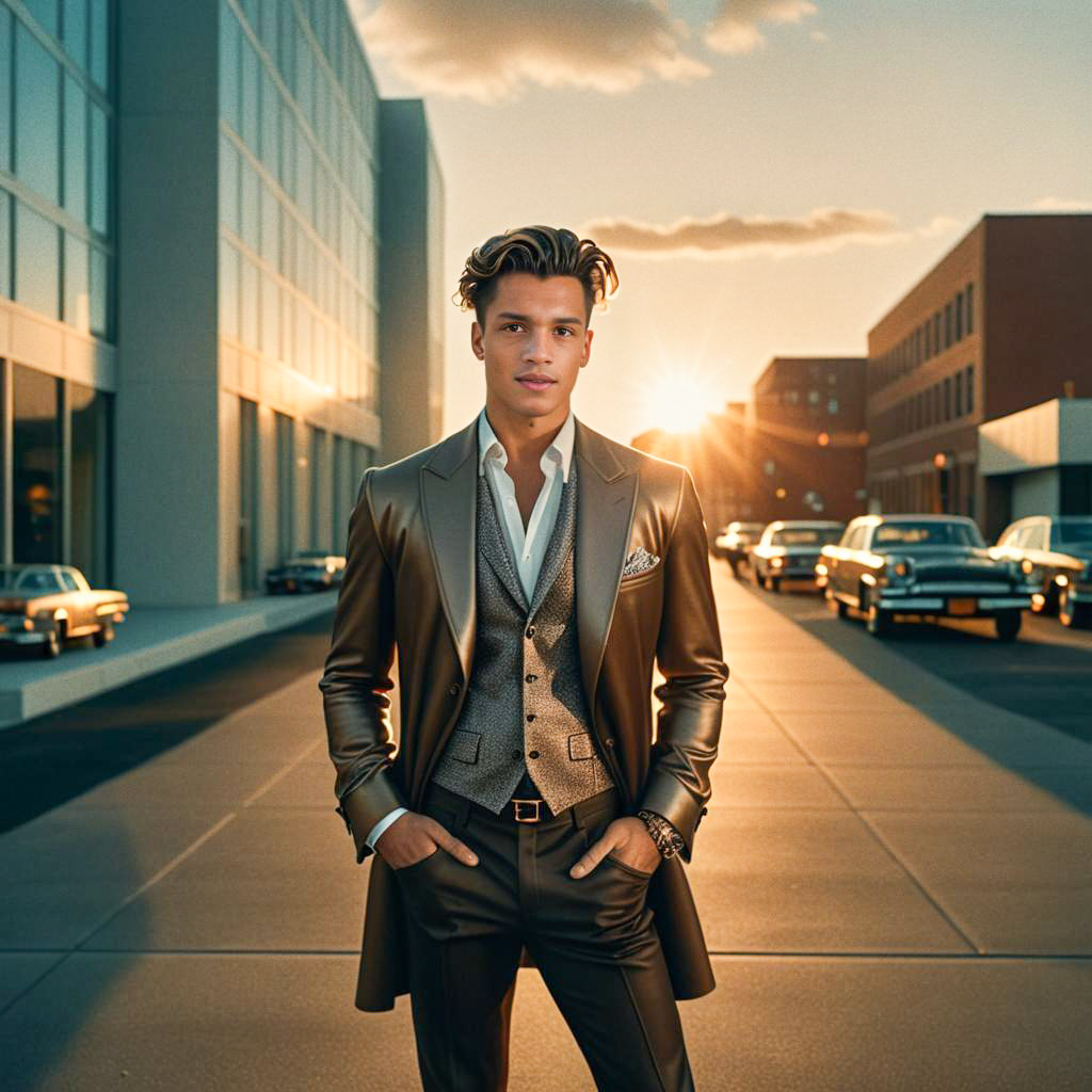 Stylish Man in Urban Sunset