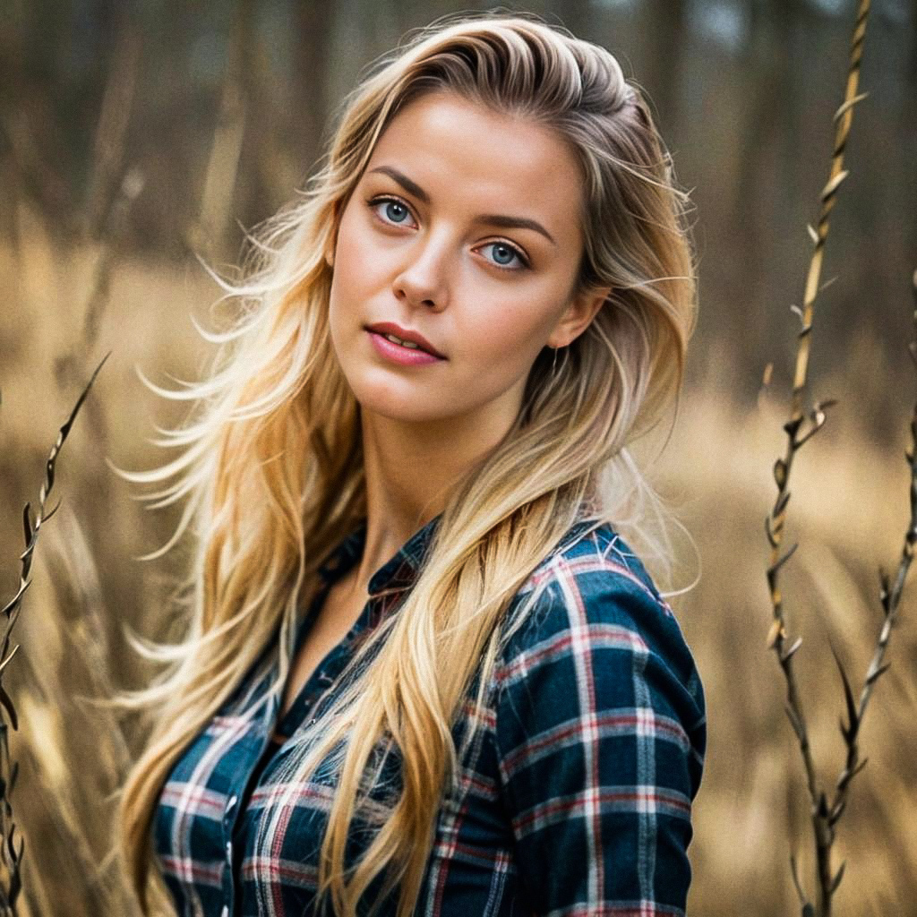 Portrait of a Woman with Blonde Hair and Blue Eyes Portrait of a Woman with Blonde Hair and Blue Eyes
