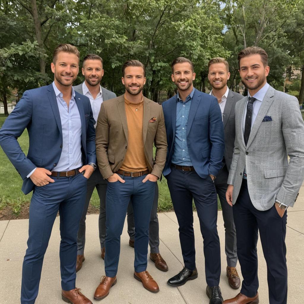 Stylish Semi-Formal Group of Men Outdoors