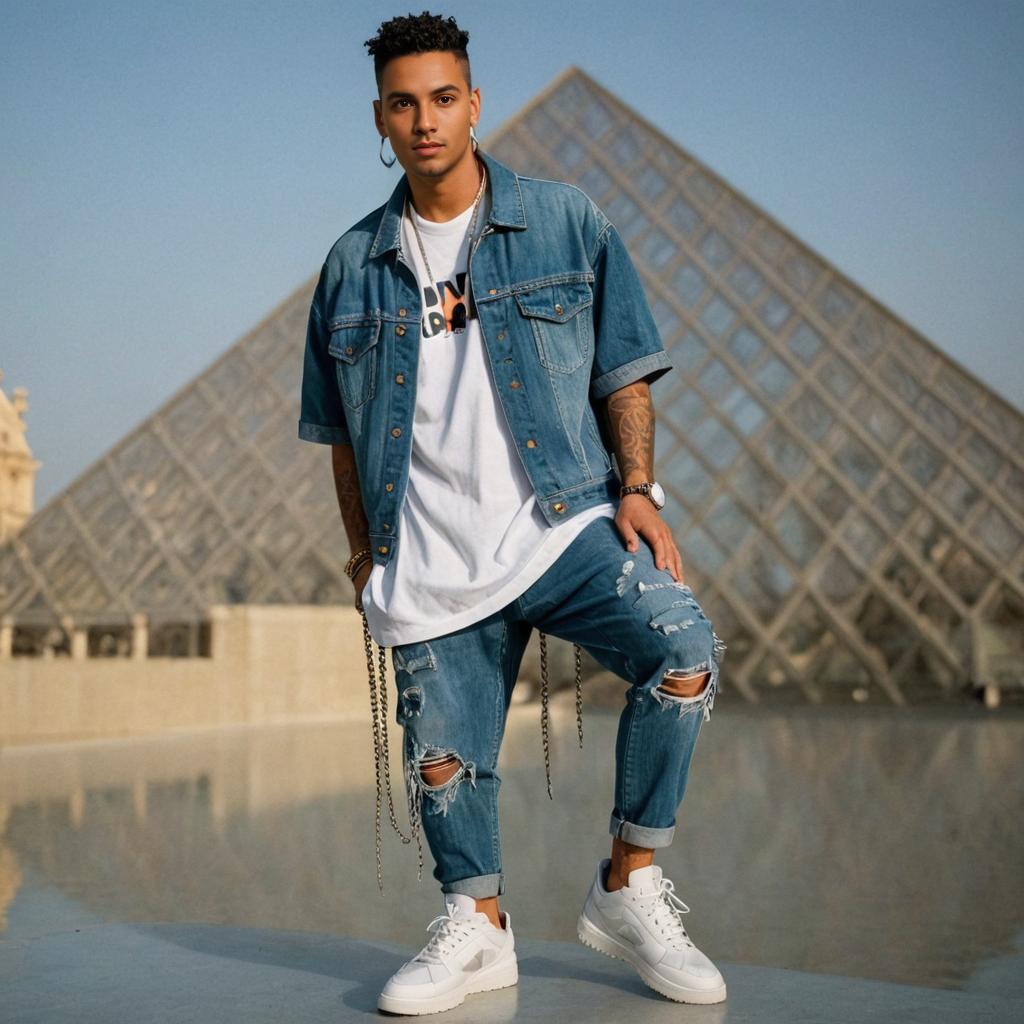 Stylish Man at Louvre Pyramid