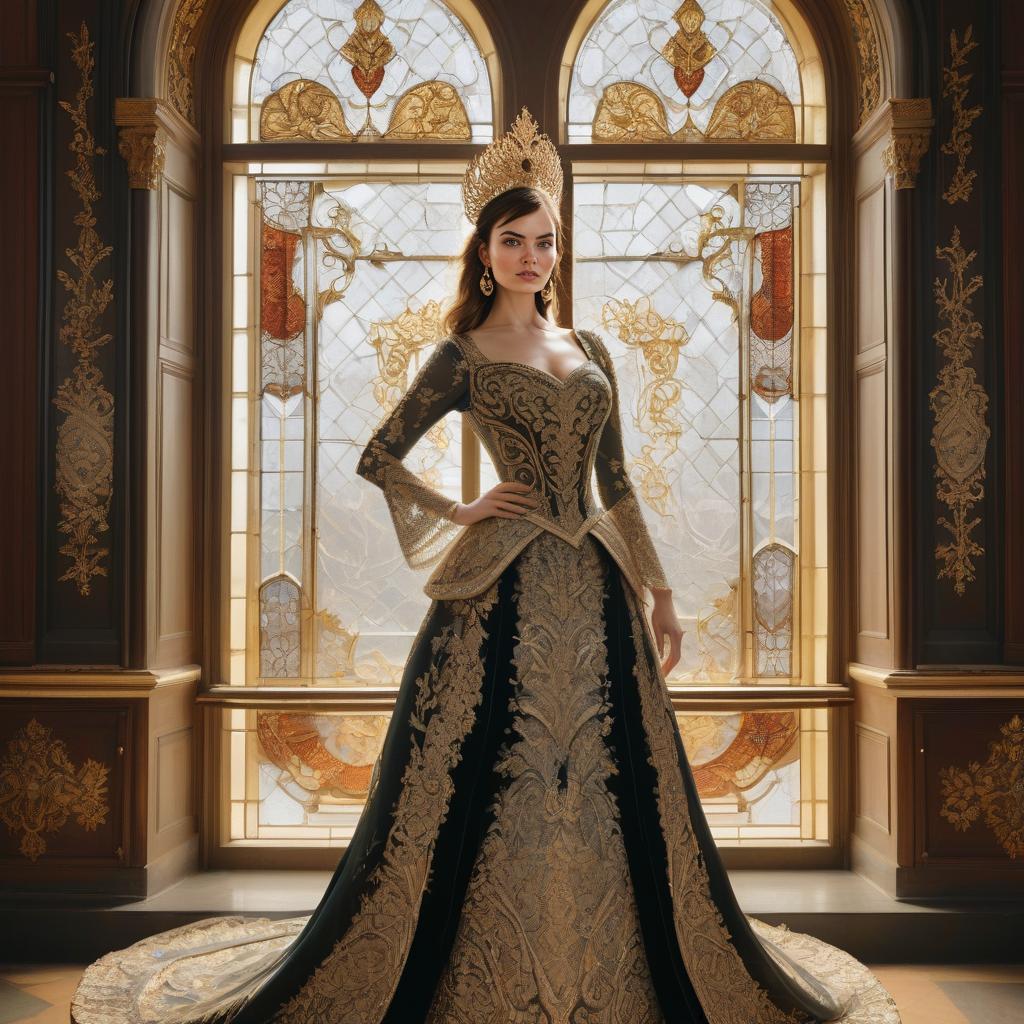 Elegant Woman in Luxurious Baroque Room Elegant Woman in Luxurious Baroque Room