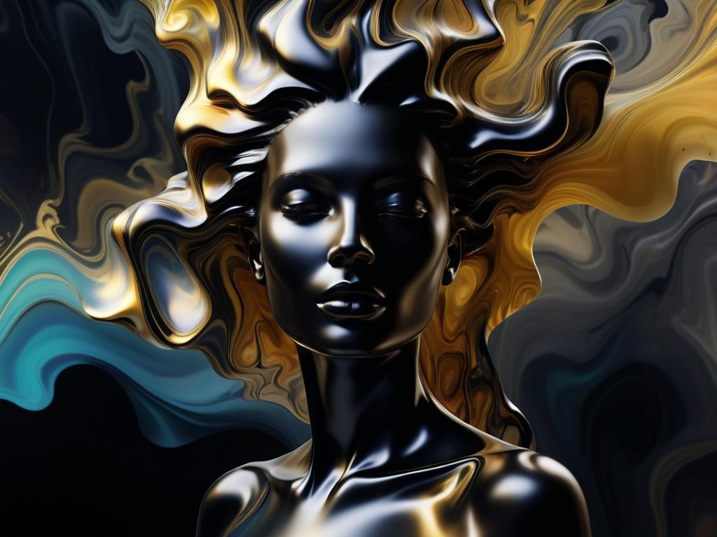 Abstract Supermodel Portrait with Swirling Colors