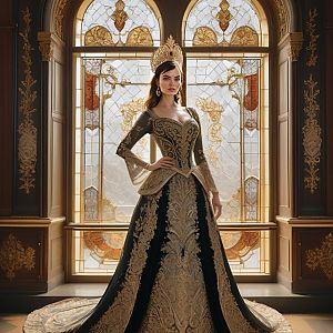 Elegant Woman in Luxurious Baroque Room