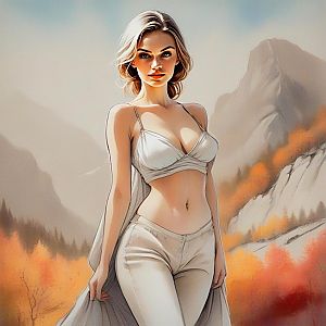 Confident Woman in Stylish Outfit with Natural Backdrop