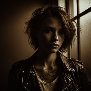Moody Portrait of a Young Woman by Window
