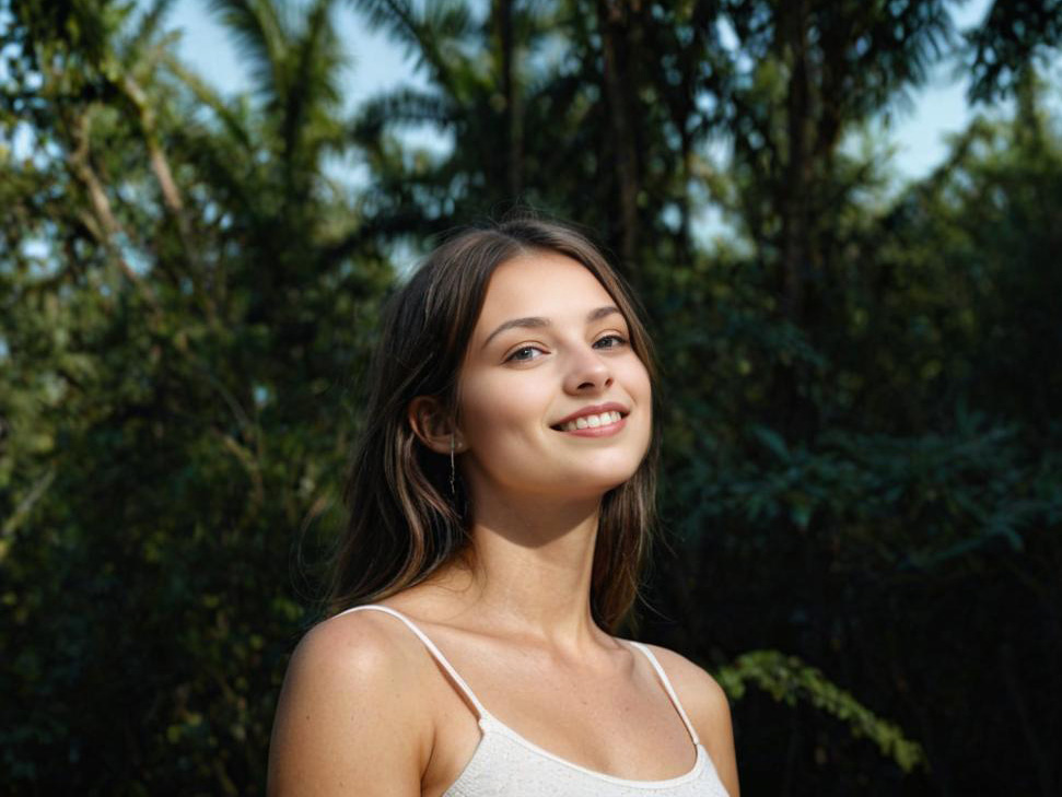 Woman in white tank top outdoors