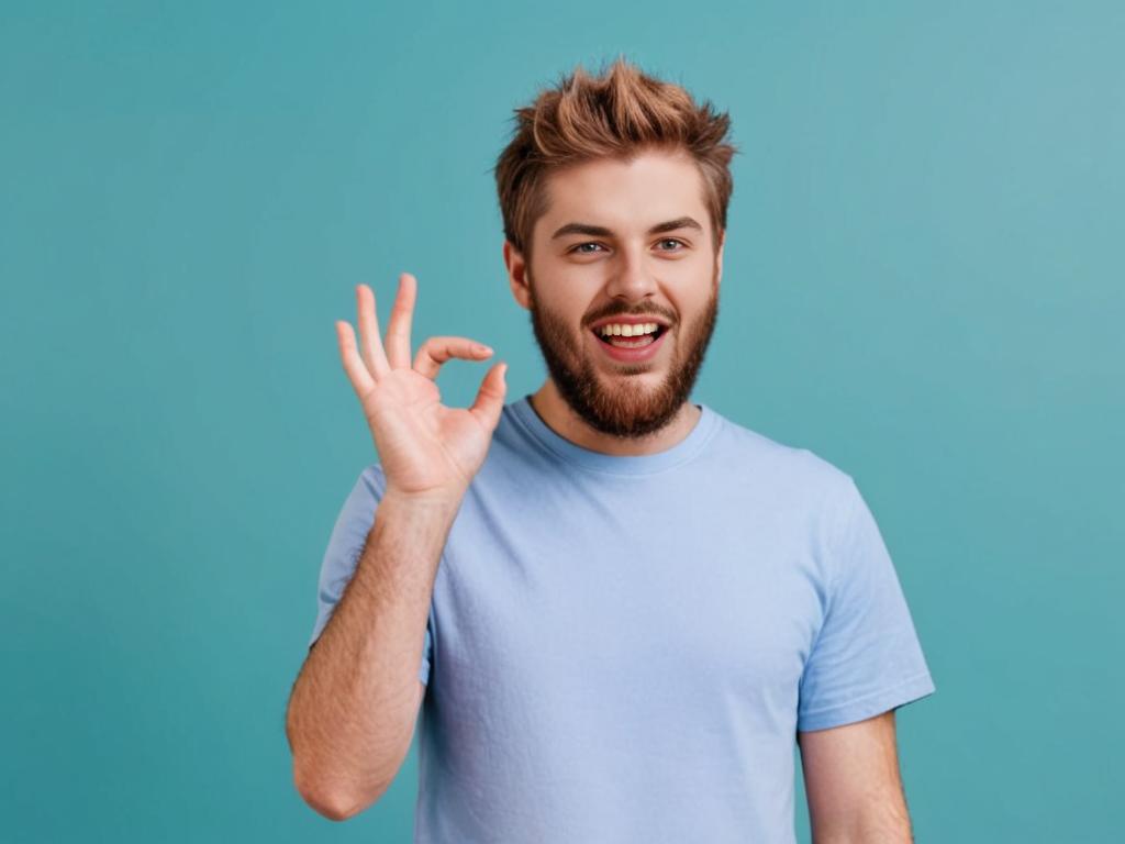 Cheerful young man making an okay gesture