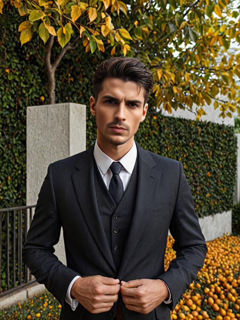 Man in Black Suit Outdoors