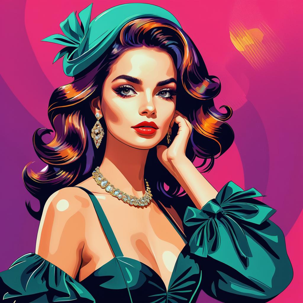 Glamorous Retro Woman in Bold Colors