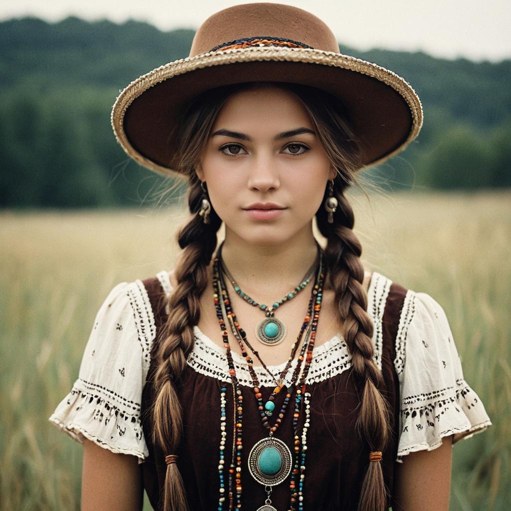 Young Woman in Bohemian Dress Outdoors Young Woman in Bohemian Dress Outdoors
