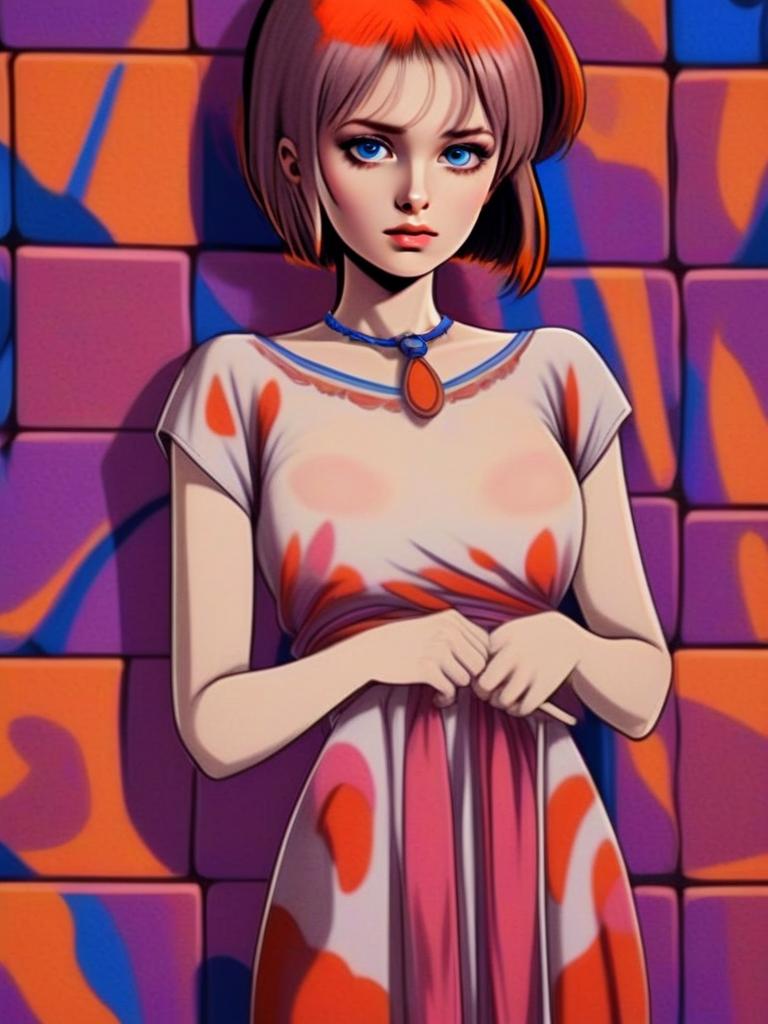 Vibrant Woman with Blue Eyes in Geometric Patterns Vibrant Woman with Blue Eyes in Geometric Patterns