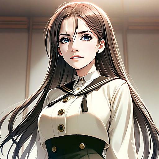 Hanazono Tae Anime Style Portrait of Woman with Long Hair