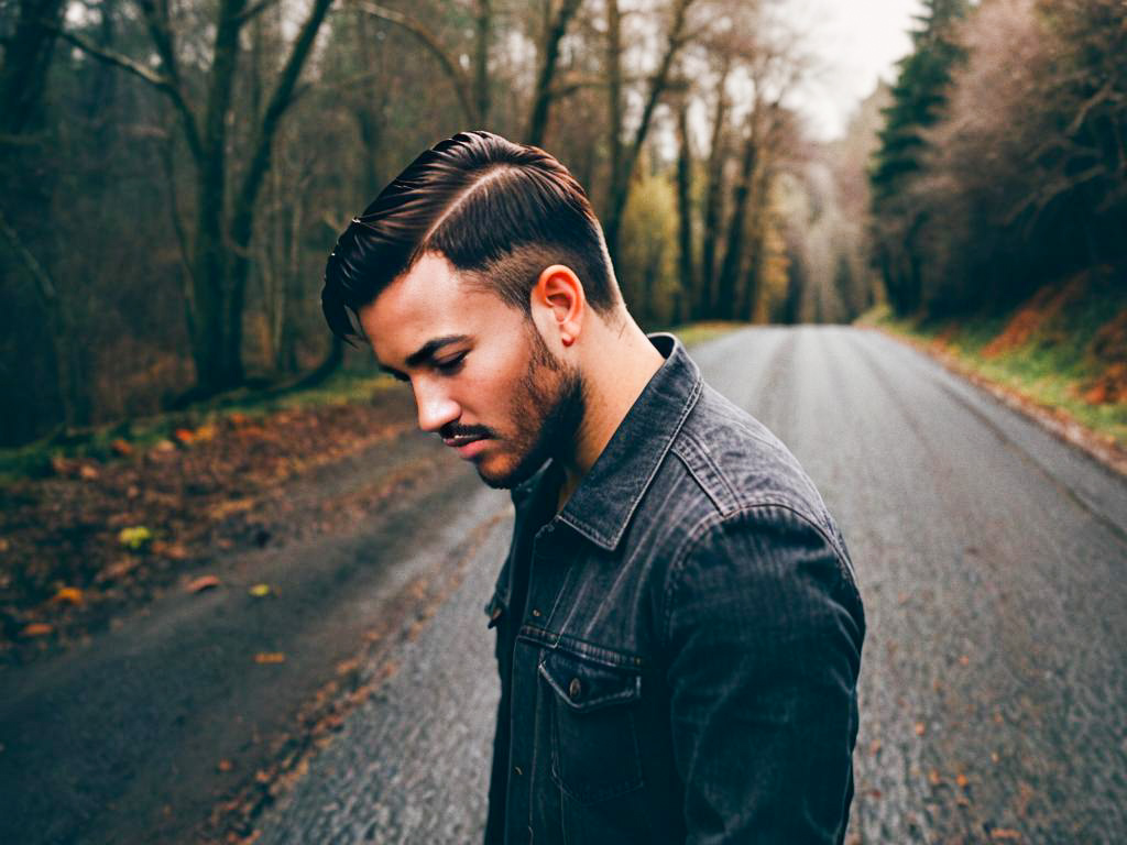 Stylish Young Man on Secluded Road