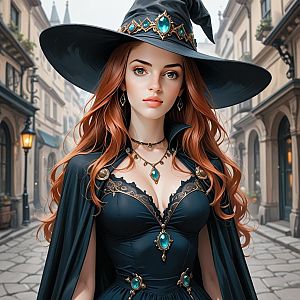 Fantasy Witch Portrait in European Setting