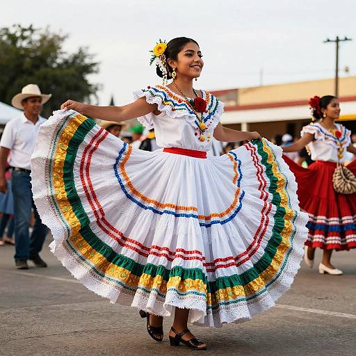 Mexican Folkloric Dance Woman in Traditional Colorful Dress