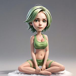 Young Woman with Green Hair in Sporty Outfit