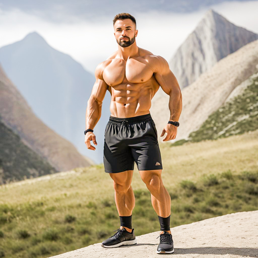 Muscular Man in Scenic Mountains