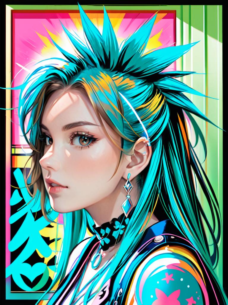 Vibrant Anime Character with Turquoise Hair